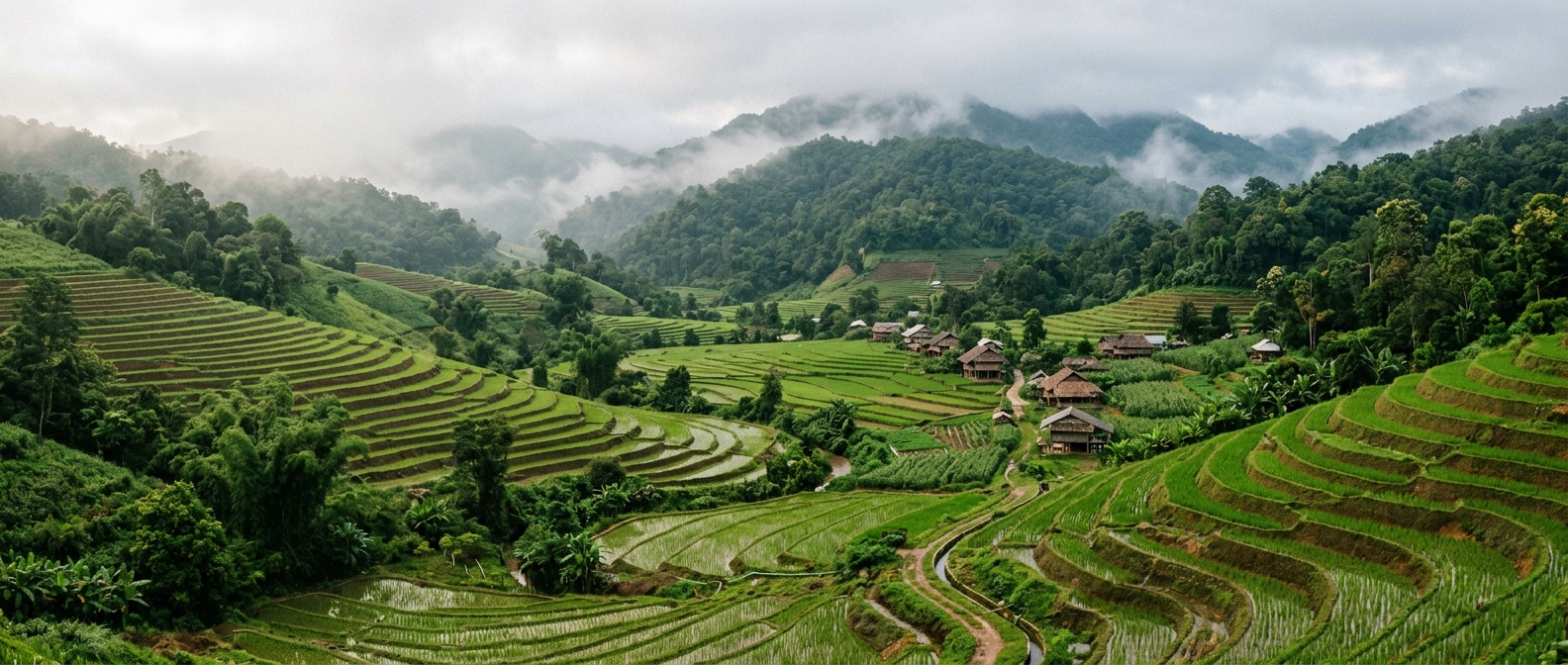 Japanese encephalitis around Chiang Mai: terraced farmland and rice fields in northern Thailand