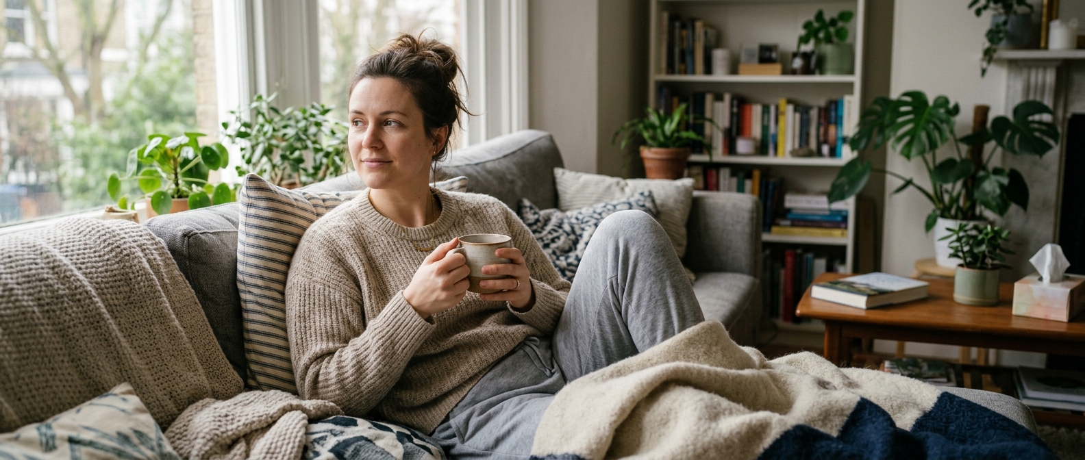 Person recovering comfortably at home after same-day Pharmacy First treatment near Chislehurst